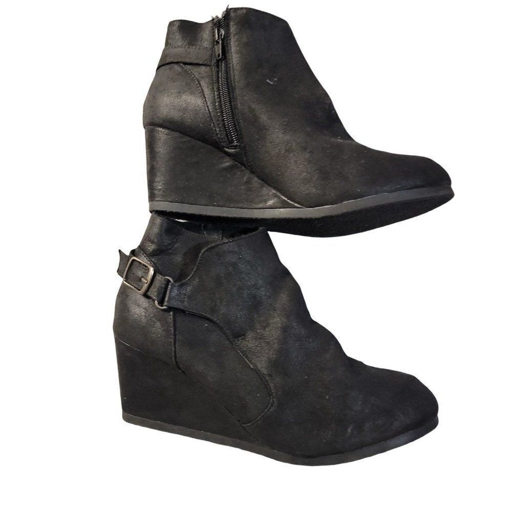So Authentic America Heritage Womens Lettuce 200756 Black Ankle Booties Size 9.5
